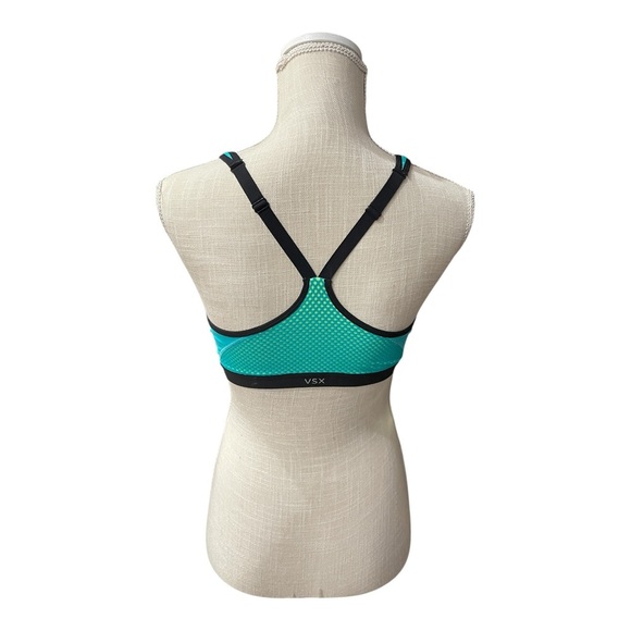 Victoria’s Secret VSX Sport Teal Yellow Front Zip Racer Back Sports Bra size 34C - Picture 2 of 10